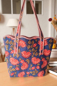 Rustic Garden Floral Scalloped Tote Bag