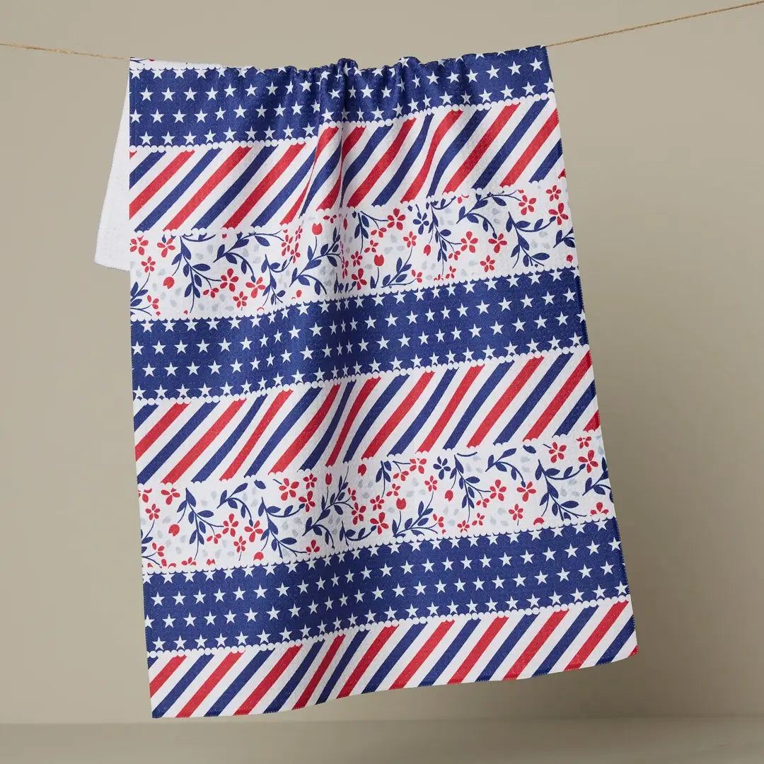 Assorted Red White And Blue Geometry Tea Towels