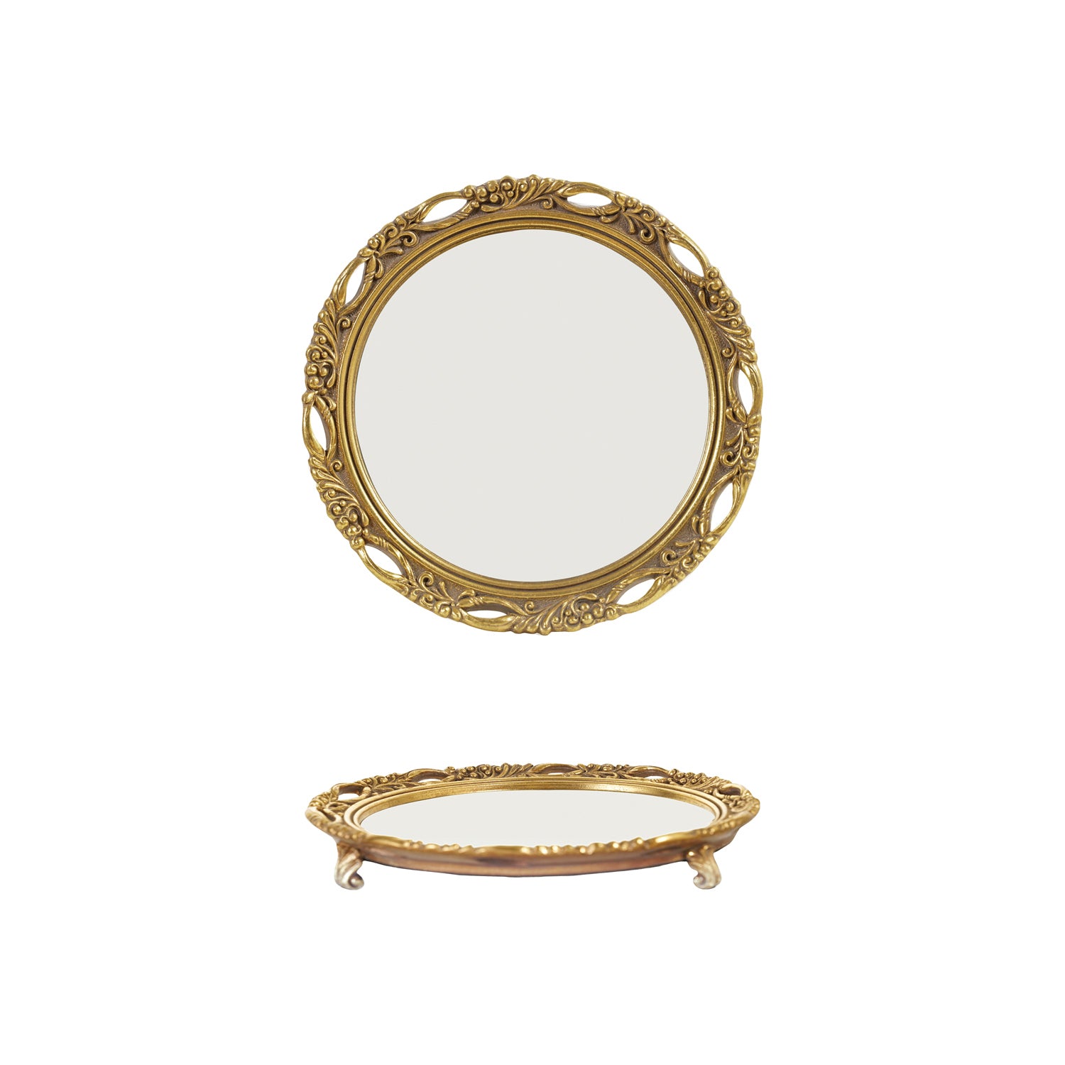 Resin Mirrored Footed Tray