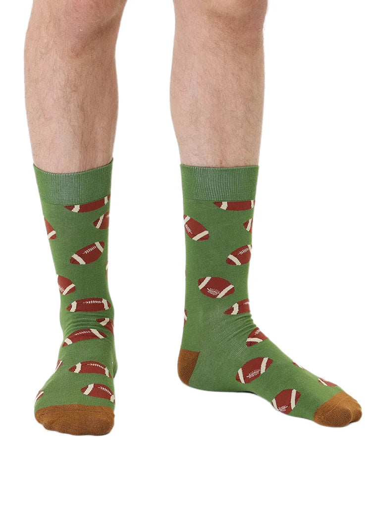 Football Mens Bamboo Crew Socks