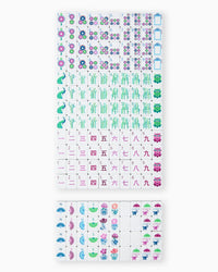 Set of colorful Mahjong Tiles with various designs on a white background