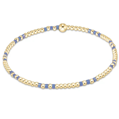 Hope Joy Pattern 2mm Bead Bracelet- Bright Blue