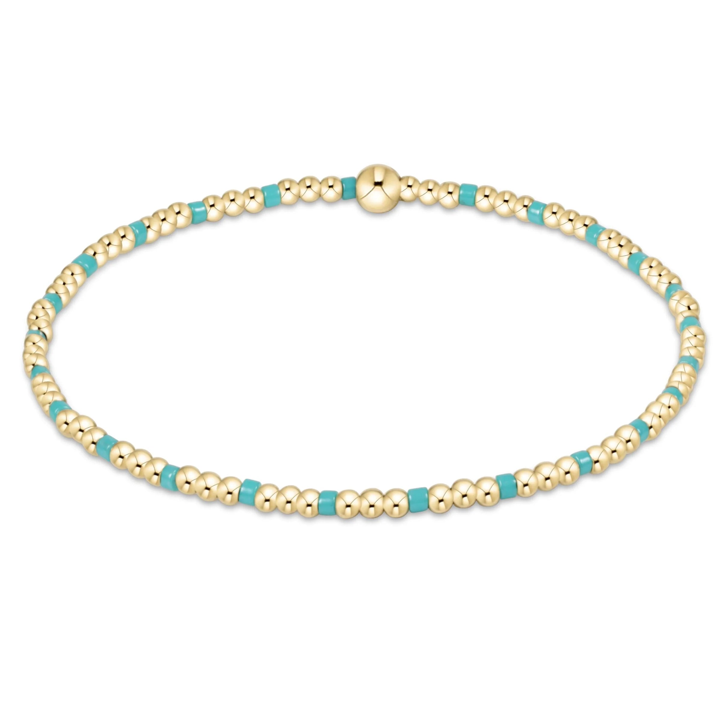 Hope Sincerity Pattern 2mm Bead Bracelet- Turquoise