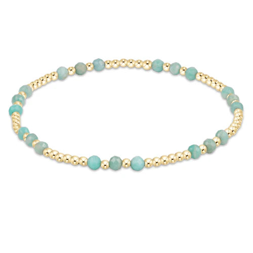 Gemstone Gold Joy Pattern 3mm Bead Bracelet- Amazonite