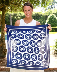 Lucy Floral Scarf Medium Navy White