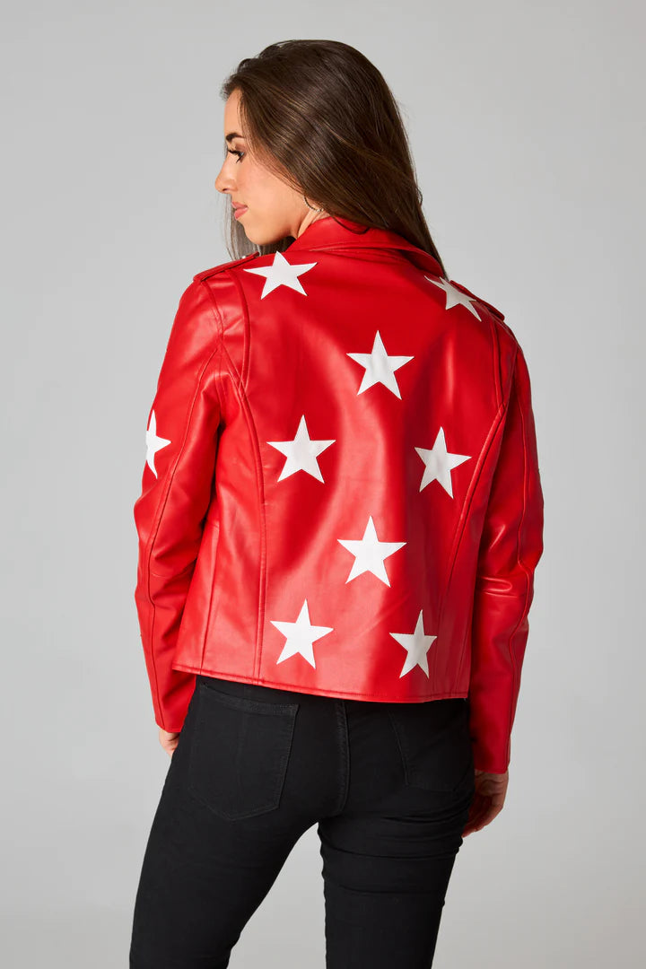 Jopin Leather Star Jacket