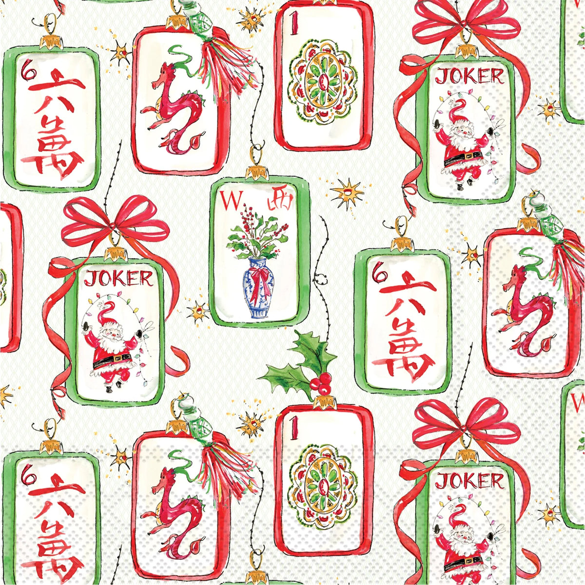 Mahjong and Santa Cocktail Napkins