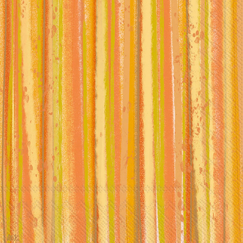 Falling Leaves Stripe Orange Cocktail Napkins