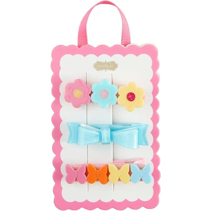 Blue Bow Spring Hairclips
