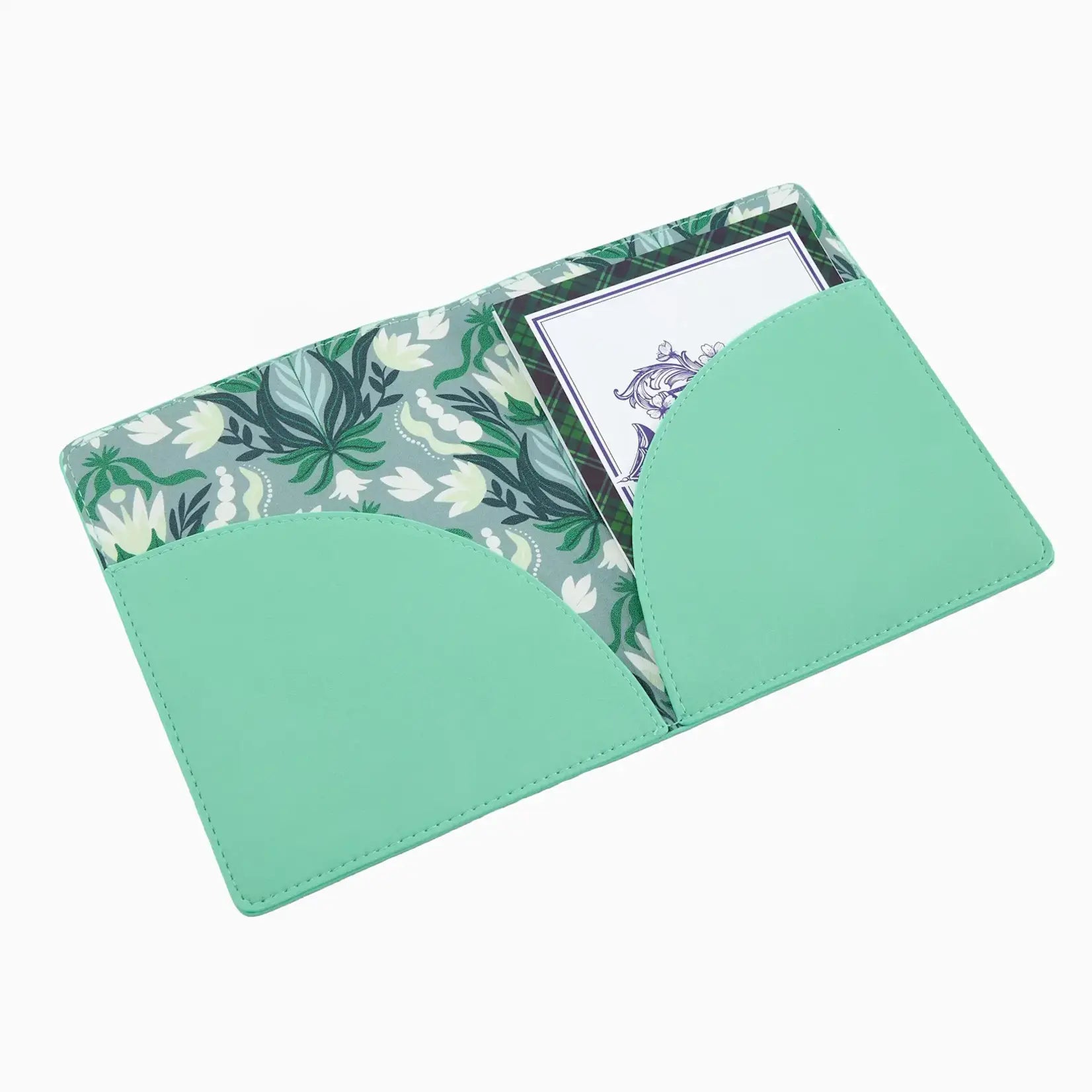 Mint green Mahjong card holder on a white background