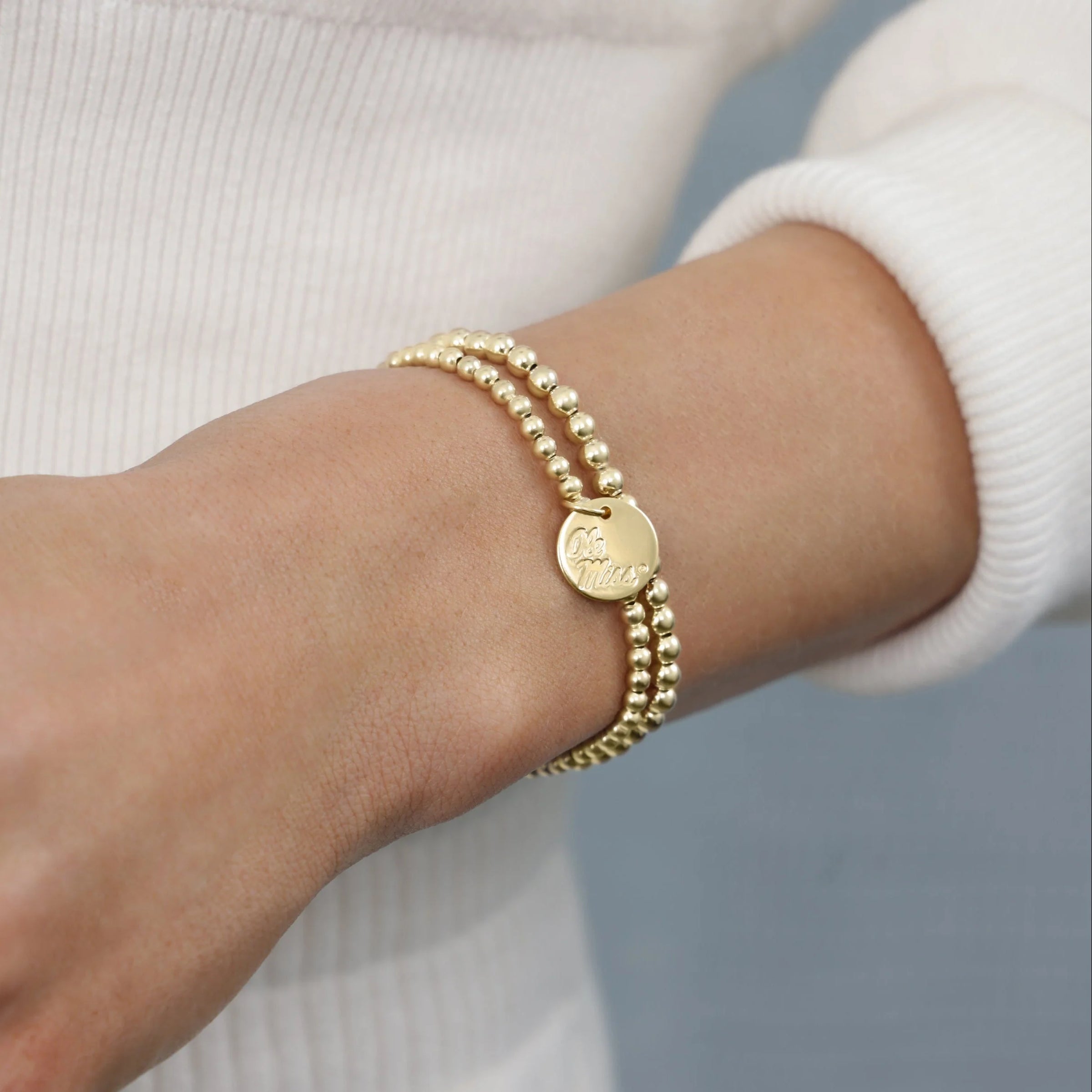 eCOLLEGIATE Classic Gold 3MM Bracelet-Ole Miss Disc