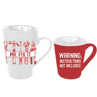 Daddy and Me Ceramic Cup Giftset, 16oz and 8oz, Mr. Fix It/Warning: Instructions Not Included