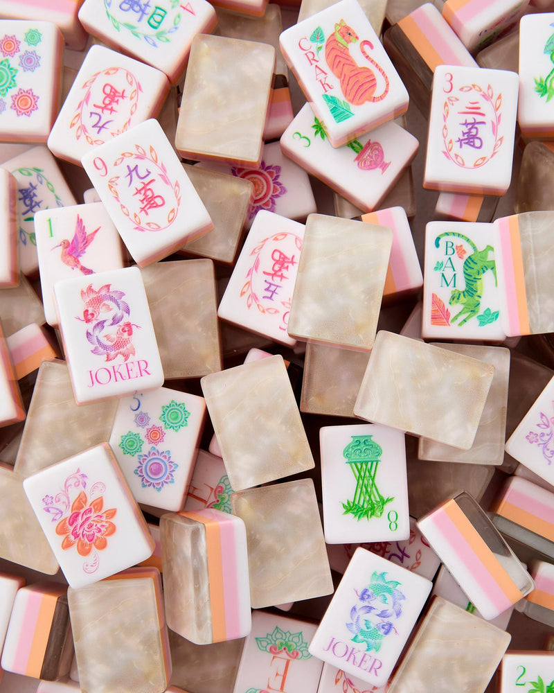 Collection of Mahjong Tiles in an ivory, cream, and beige finish