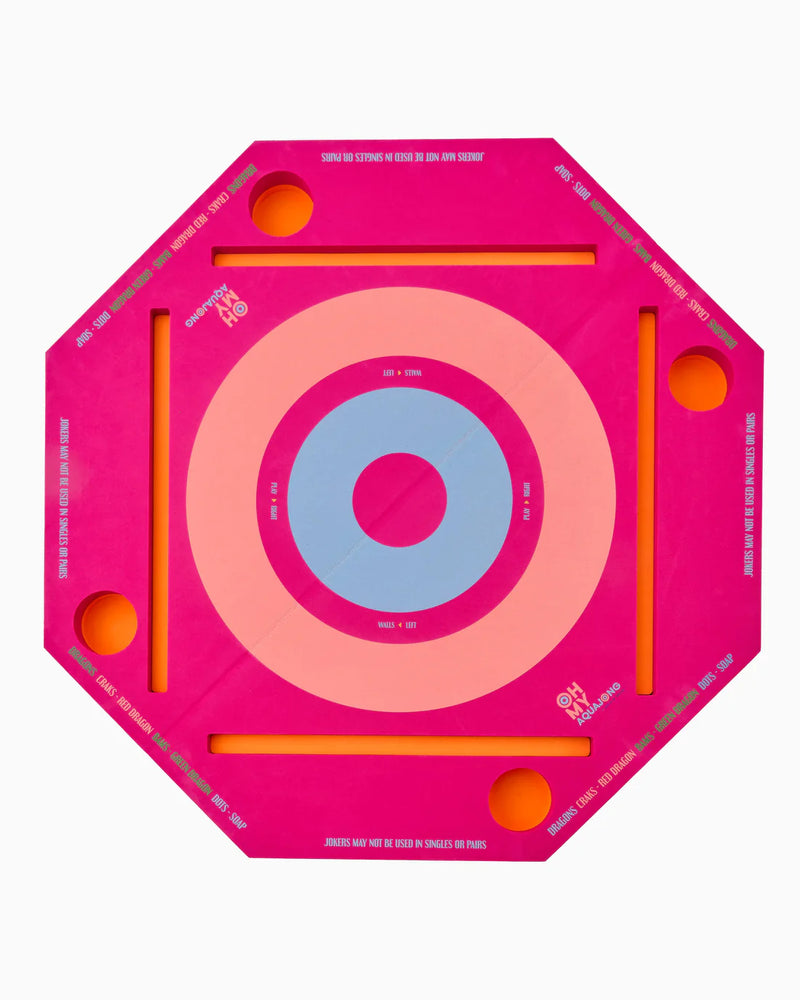 Pink Mahjong Mat with concentric circles on a pink background
