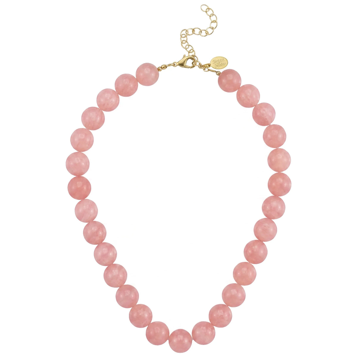 Palmera Beaded Necklace-Pink Quartz