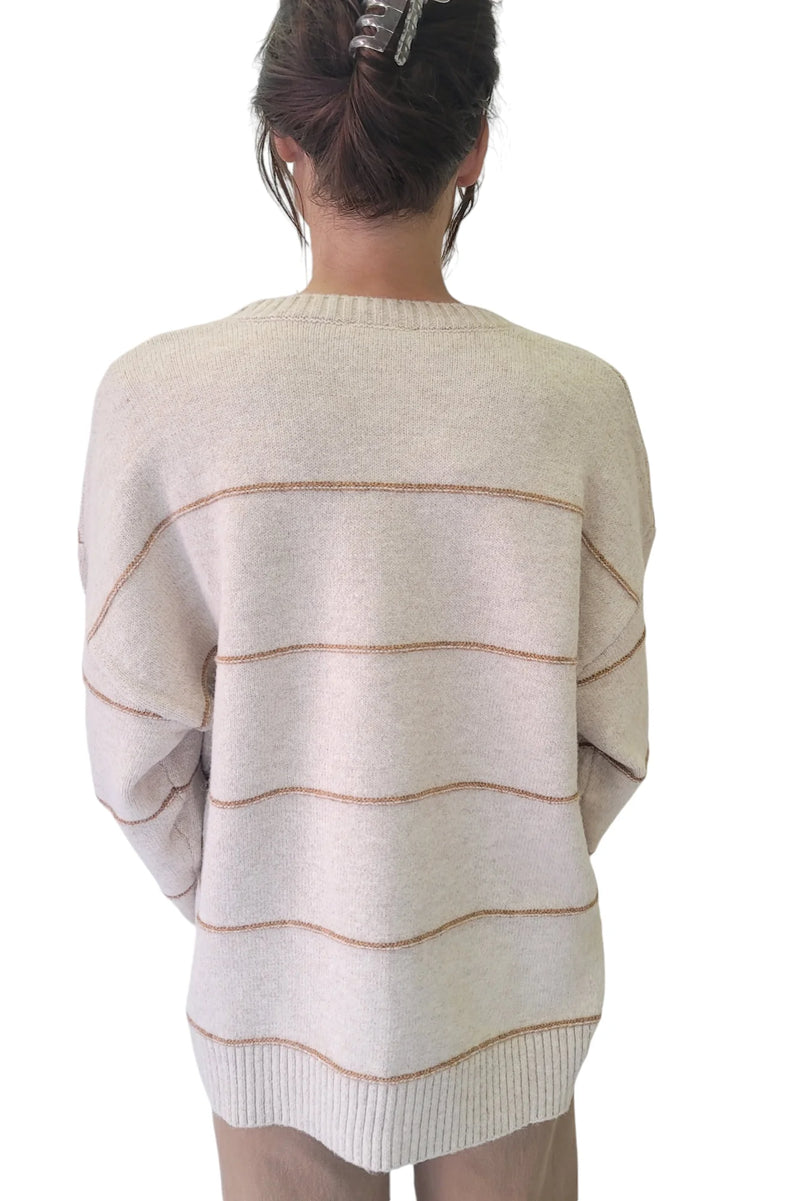 Taupe Striped Sweater