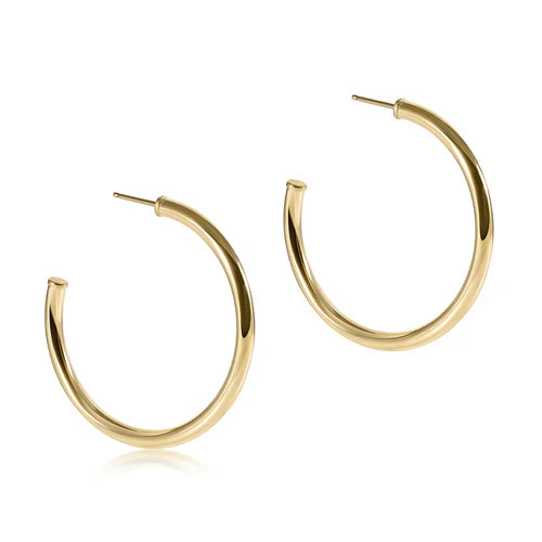 Round Gold 1.5" Post Hoop 3mm Earrings- Smooth