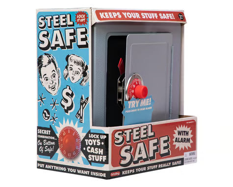 Classic 9" Steel Safe Bank with Alarm - Retro Treasure Box