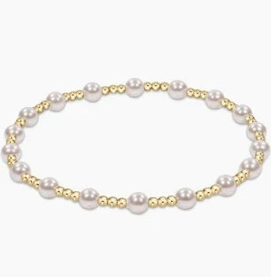 Classic Sincerity Pattern 4mm Bead Bracelet- Pearl
