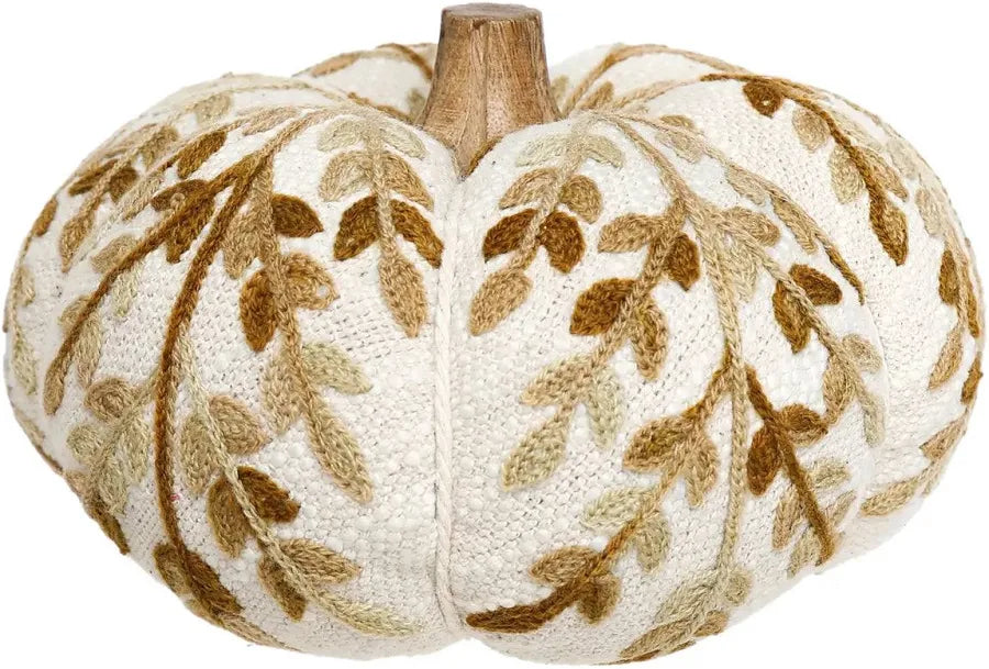 Tan Leaf Embroidered Pumpkin