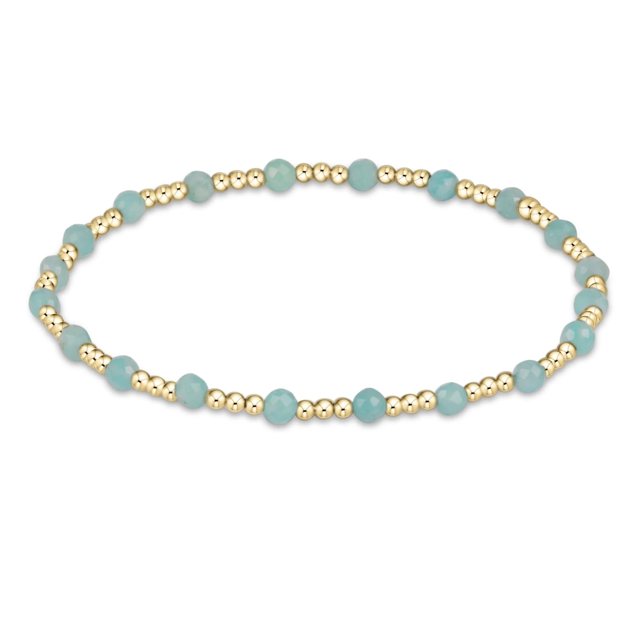 Gemstone Gold Sincerity 3mm Bead Bracelet- Amazonite