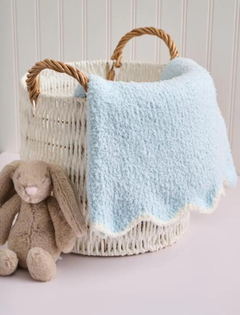Blue Scallop Chenille Blanket