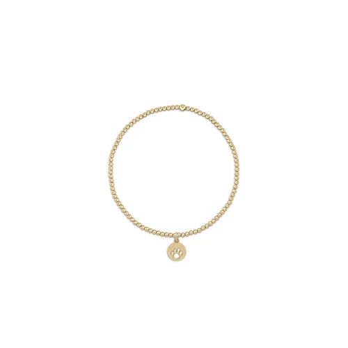 Classic Gold 2mm Bracelet-Paw Print Small Disc