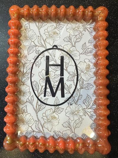 Marbled Resin & Glass Spindle Photo Frame
