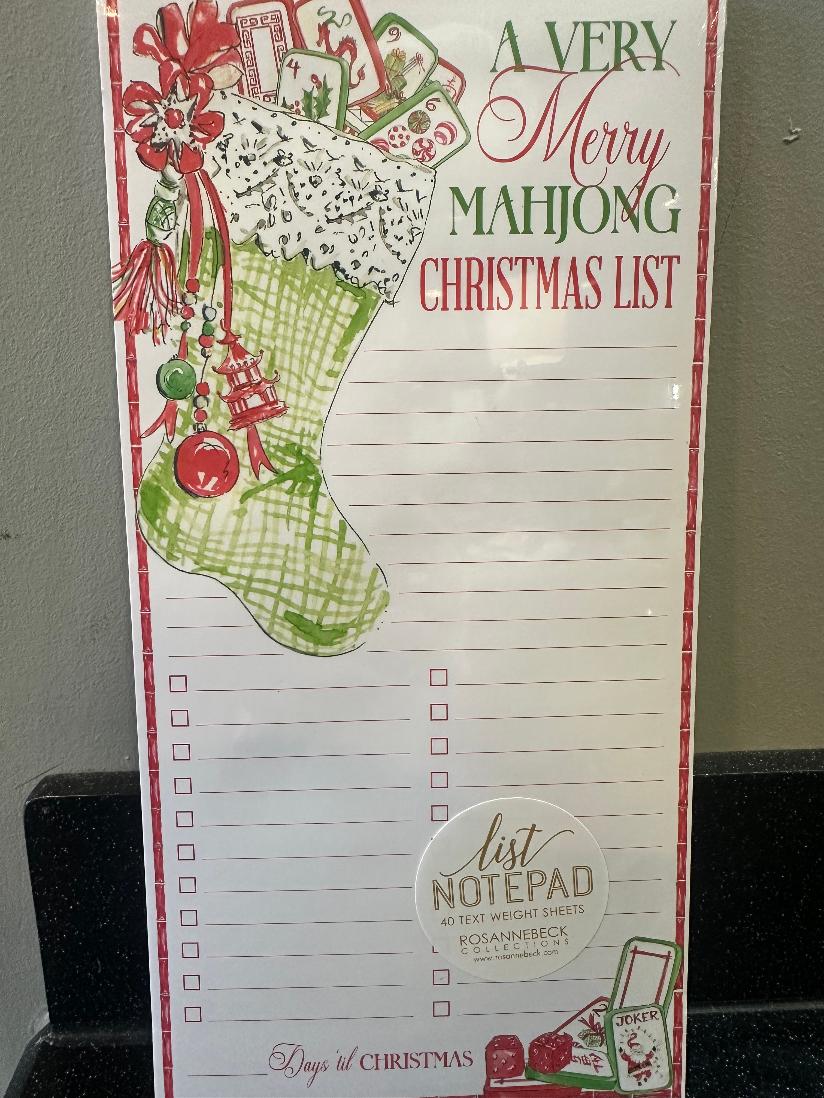 A Very Merry Mahjong Christmas List Luxe Notpad