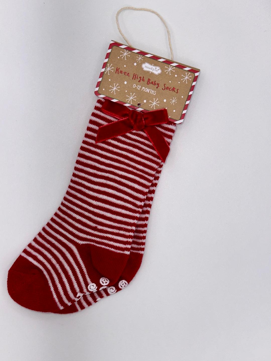 Mudpie Knee High Baby Socks - Red Stripes