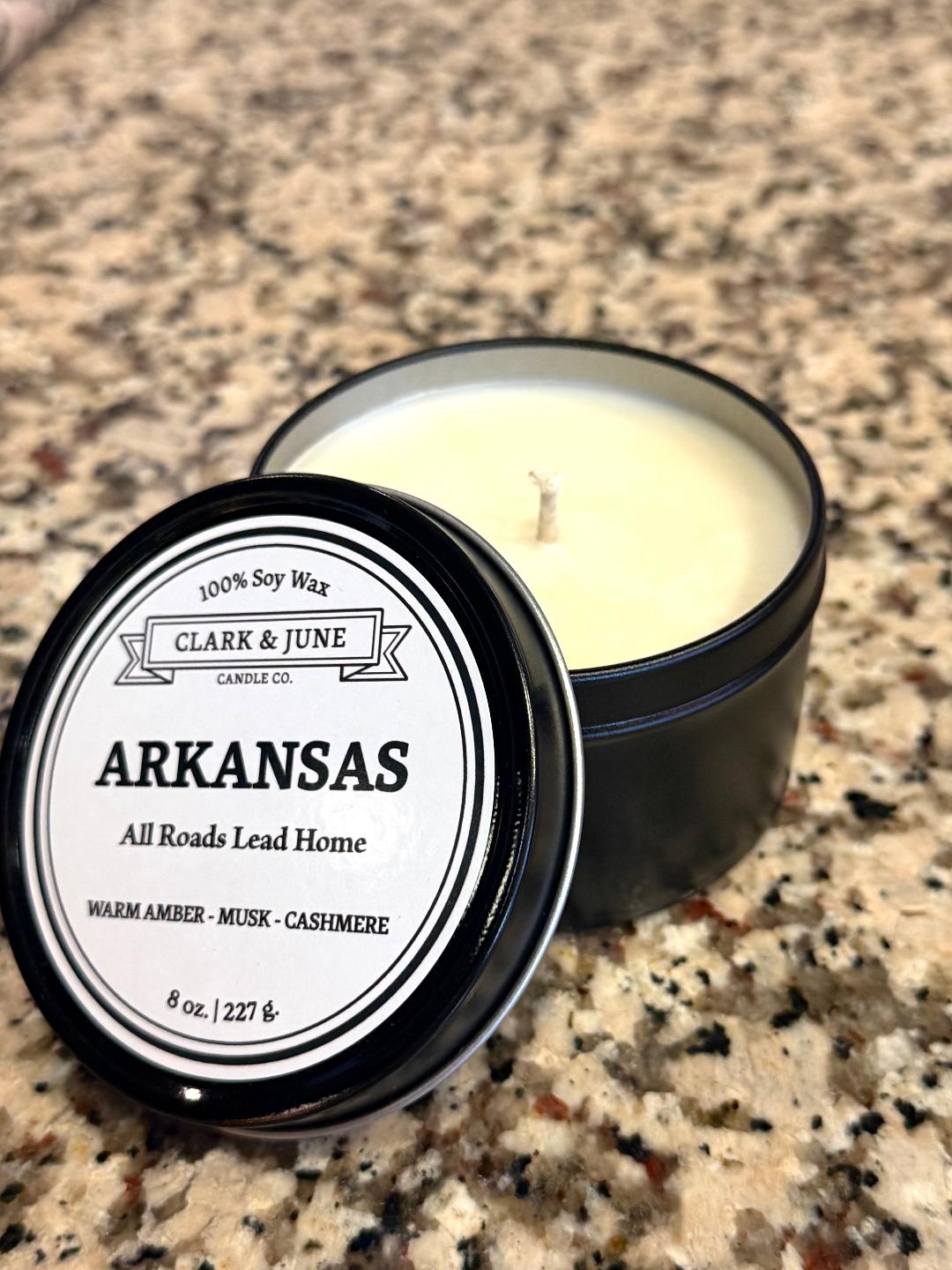 Arkansas 8oz Tin Candle