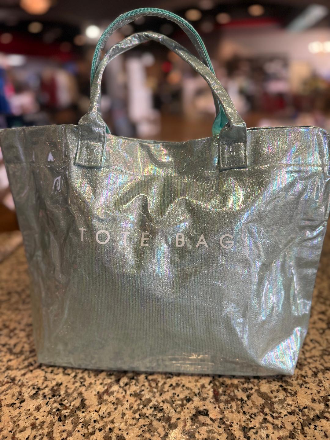 Mint Green Iridescent Vinyl Tote Bag