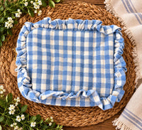 Gingham Woven Cotton Zip Pouch