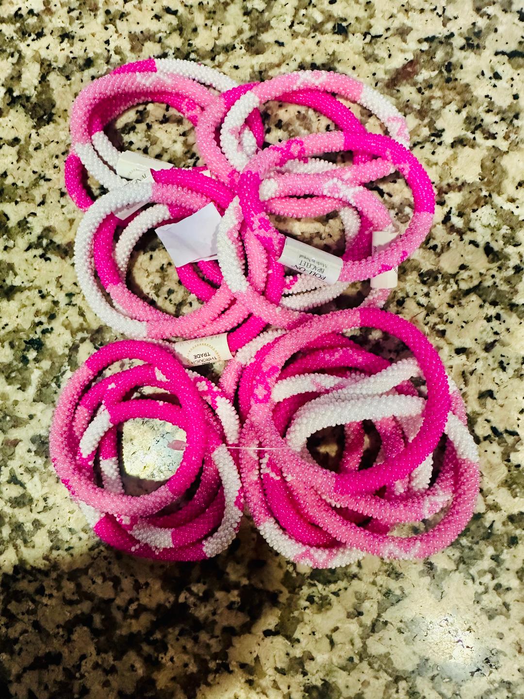Pink Breast Cancer Awareness Roll On Bracelet