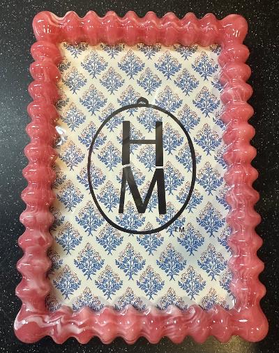 Marbled Resin & Glass Spindle Photo Frame