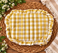 Gingham Woven Cotton Zip Pouch