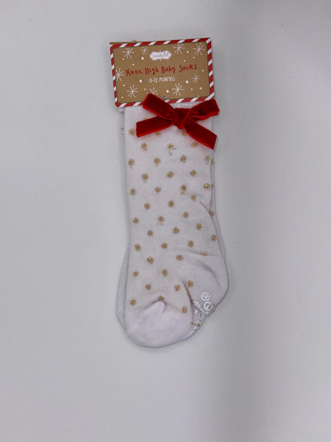 Mudpie Knee High Baby Socks - Gold Polka Dot