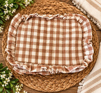 Gingham Woven Cotton Zip Pouch