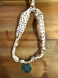 Scarf Necklaces with St. Benedict Charm