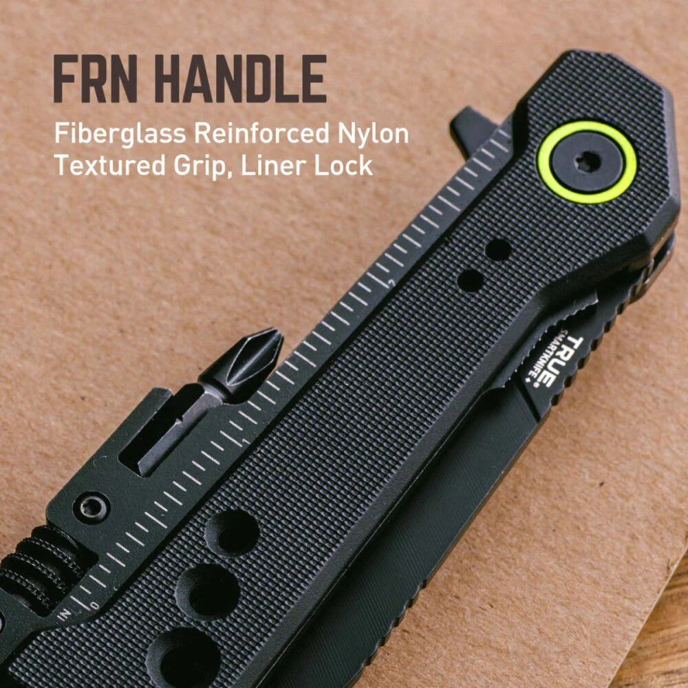 TRUE Smartknife WR 2.5 Inch Black Sheepsfoot Blade 8-In-1 Multi-Tool