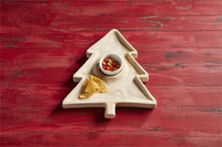 Wood Christmas Tree Chip & Dip Set