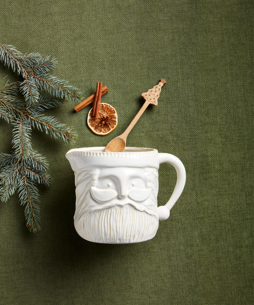 White Christmas Santa Pitcher Set