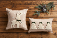 White Reindeer Tufted Pillow