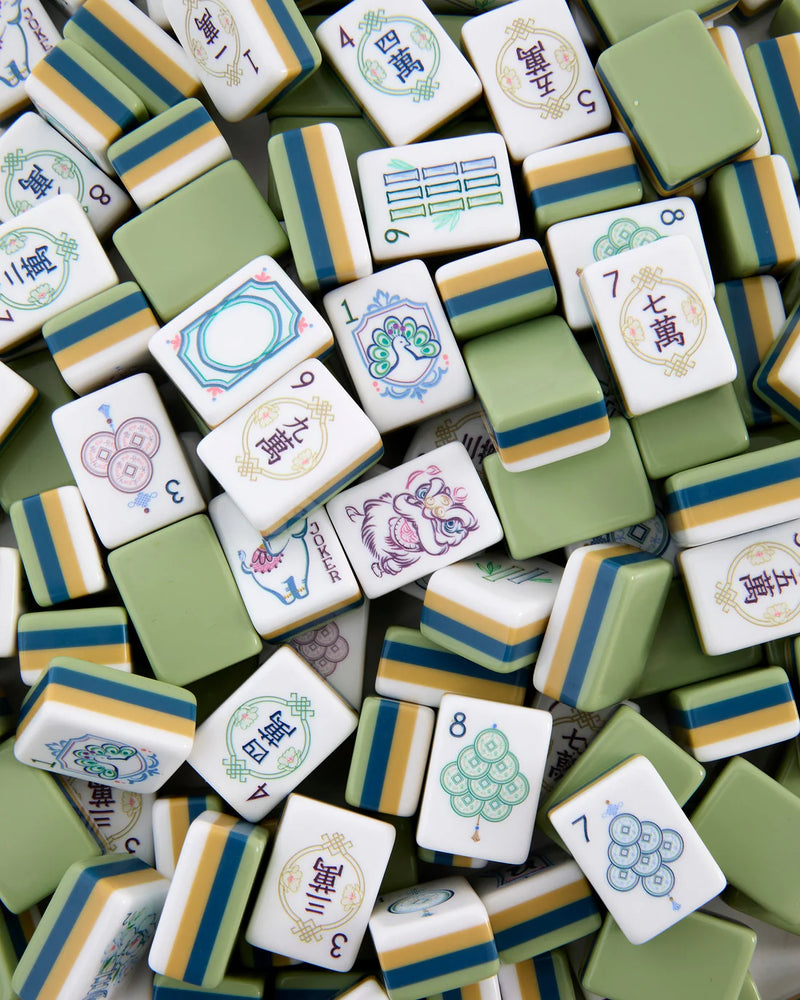 Collection of colorful Mahjong tiles with various designs and numbers.
