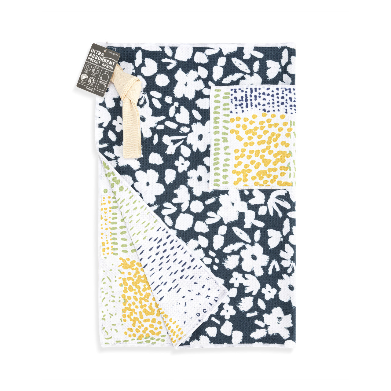 Navy Floral Absorbent Half Apron