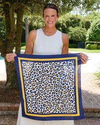 Meredith Spotted Scarf Medium Navy Gold
