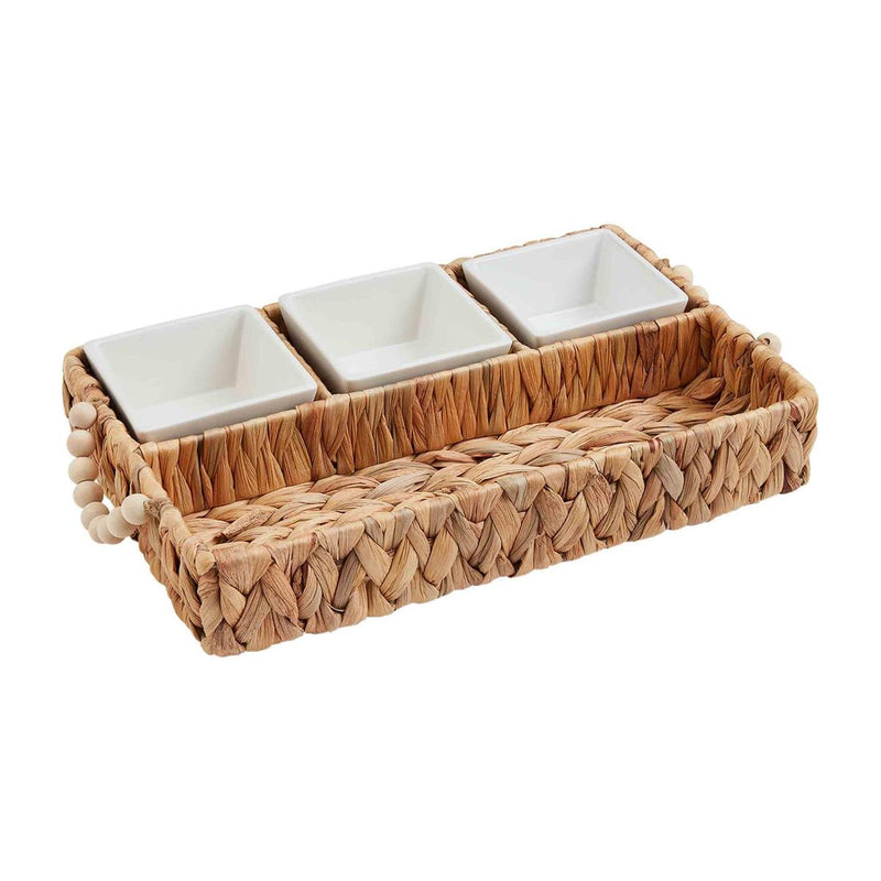 wooden tray and dip cup set