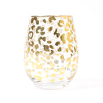 Stemless Wine Glass, Gold Leopard